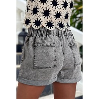 Gray Zipped Light Wash Cuffed Edge Denim Shorts - 14 US thumbnail