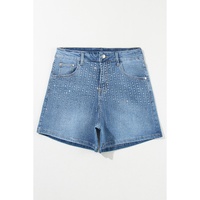 Ashleigh Blue Rhinestone Embellished Denim Shorts - 12 US thumbnail