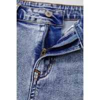 Beau Blue Pearl Studded Pockets Raw Hem Denim Shorts - 8 US thumbnail
