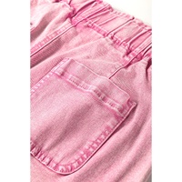 Strawberry Pink Elastic High Waisted Denim Shorts - 12 US thumbnail
