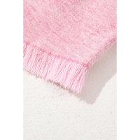 Pink Washed Wide Smocked Waistband Frayed Denim Shorts - 12 US thumbnail