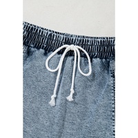 Dusk Blue Drawstring High Waist Pocketed Denim Shorts - 8 US thumbnail