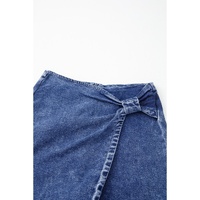 Sail Blue Acid Wash Asymmetric Twisted Wrapped Zipped Denim Skort - 6 US thumbnail