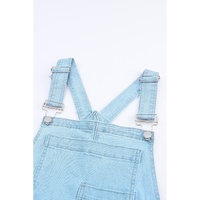 Sky Blue Constructed Bib Pocket Distressed Denim Overalls - S thumbnail