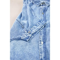 Light Blue Loose Medium Wash Short Sleeve Shirt Chambray Dress - M thumbnail