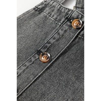 Medium Grey Wide Strap Button Front Pocketed Denim Mini Dress - XL thumbnail