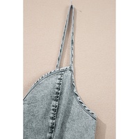 Beau Blue Sleeveless V Neck Back Zipped Denim Dress - L thumbnail