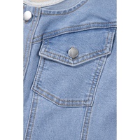 Beau Blue Light Wash Denim Buttoned Front Chest Pockets Sleeveless Slim Mini Dress - XL thumbnail