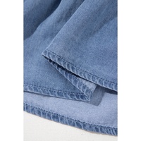 Ashleigh Blue Ruffled V Neck Smocked High Waist Denim Mini Dress - L thumbnail