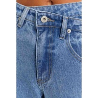 Blue Mid Rise Asymmetrical Waist Wide Leg Jeans - 8 US thumbnail