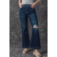 Real Teal High Rise Ripped Bell Bottom Jeans - 10 US thumbnail
