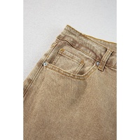 Light French Beige Acid Washed High Rise Cropped Wide Leg Jeans - 14 US thumbnail