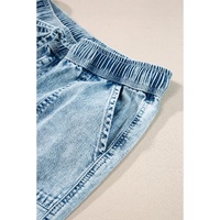 Myosotis Mineral Wash Drawstring Waist Loose Straight Denim Pants - 10 US thumbnail