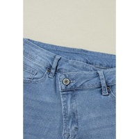 Dusk Blue High Rise Asymmetric Button Zip Fly Ripped Jeans - 12 US thumbnail
