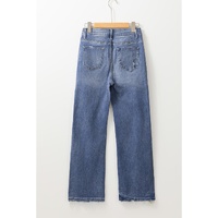 Ashleigh Blue Distressed Raw Hem Straight Leg High Waist Jeans - 8 US thumbnail