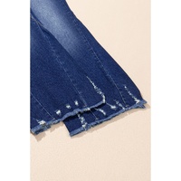 Sail Blue High Rise Dual Button Distressed Raw Hem Flared Jeans - 10 US thumbnail