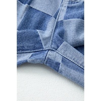 Dusk Blue Checkered Denim Wide Leg Jeans - 4 US thumbnail