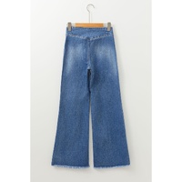 Sail Blue High Waist Button Fly Seamed Raw Hem Flare Jeans - 4 US thumbnail