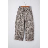 Azura Exchange Khaki Leopard Printed Drawstring Waist Pocketed Wide Leg Jeans - 10 US thumbnail