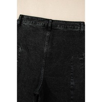 Dark Grey Pleated Wide Leg Mineral Wash Denim Pants - 10 US thumbnail