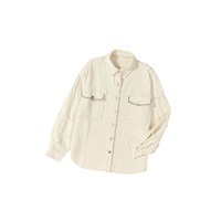 White Frayed Exposed Seam Denim Jacket - L thumbnail