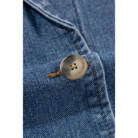Sail Blue Side Pockets Lapel Collar Denim Jacket - L thumbnail