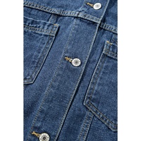 Dark Blue Washed Oversize Pocketed Denim Jacket - M thumbnail