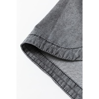 Medium Grey Mineral Wash Patched Pocket Split Denim Jacket - 2XL thumbnail