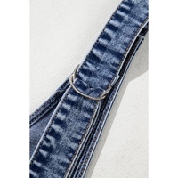 Dusk Blue Sleeveless U Neck Patched Pocket Denim Romper - XL thumbnail