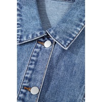 Ashleigh Blue Acid Wash Elastic Hem Button Up Denim Vest - M thumbnail