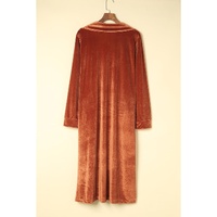 Brown Retro Velvet Long Sleeve Pocket Coat - S thumbnail