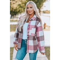 Plaid Color Block Buttoned Long Sleeve Jacket with Pocket - XL thumbnail