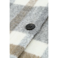 Brown Plaid Print Pocket Women Shacket - M thumbnail