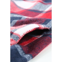 Azura Exchange Red Hooded Plaid Button Front Shacket - S thumbnail