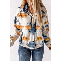 Multicolour Western Aztec Snap Buttoned Fleece Jacket - XL thumbnail