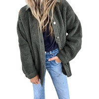 Gray Corduroy Trim Elbow Patch Sherpa Jacket - M thumbnail