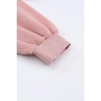 Pink Flap Pocket Drawstring Hood Zip Up Jacket - S thumbnail