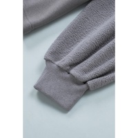 Gray Flap Pocket Drawstring Hood Zip Up Jacket - M thumbnail