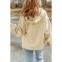 Apricot Flap Pocket Drawstring Hood Zip Up Jacket - L thumbnail