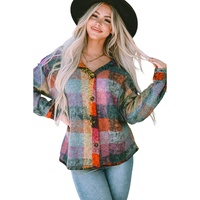 Multicolor Brushed Checked Western Buttoned Jacket - M thumbnail