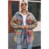 Multicolor Brushed Plaid Pocketed Oversize Shacket - L thumbnail