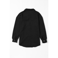 Black Solid Textured Flap Pocket Buttoned Shacket - XL thumbnail