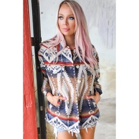 Multicolor Aztec Print Button-Up Oversized Jacket - S thumbnail
