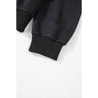 Black Solid Textured Stand Neck Zipper Bomber Jacket - S thumbnail