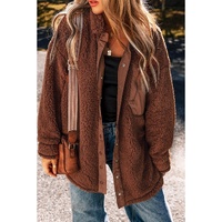 Red Clay Faux Shearling Teddy Bear Jacket - L thumbnail
