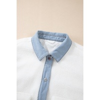 White Contrast Trim Buttoned Sherpa Jacket - XL thumbnail