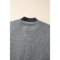 Medium Grey Fuzzy Zip Up Pocketed Sleeve Jacket - L thumbnail