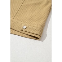 Khaki Waffle Knit Floral Print Patchwork Button up Jacket - M thumbnail