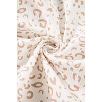 Beige Leopard Print Flap Pockets Buttoned Corduroy Shacket - L thumbnail