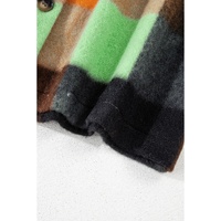 Orange Plaid Print Flap Pocket Long Jacket - S thumbnail
